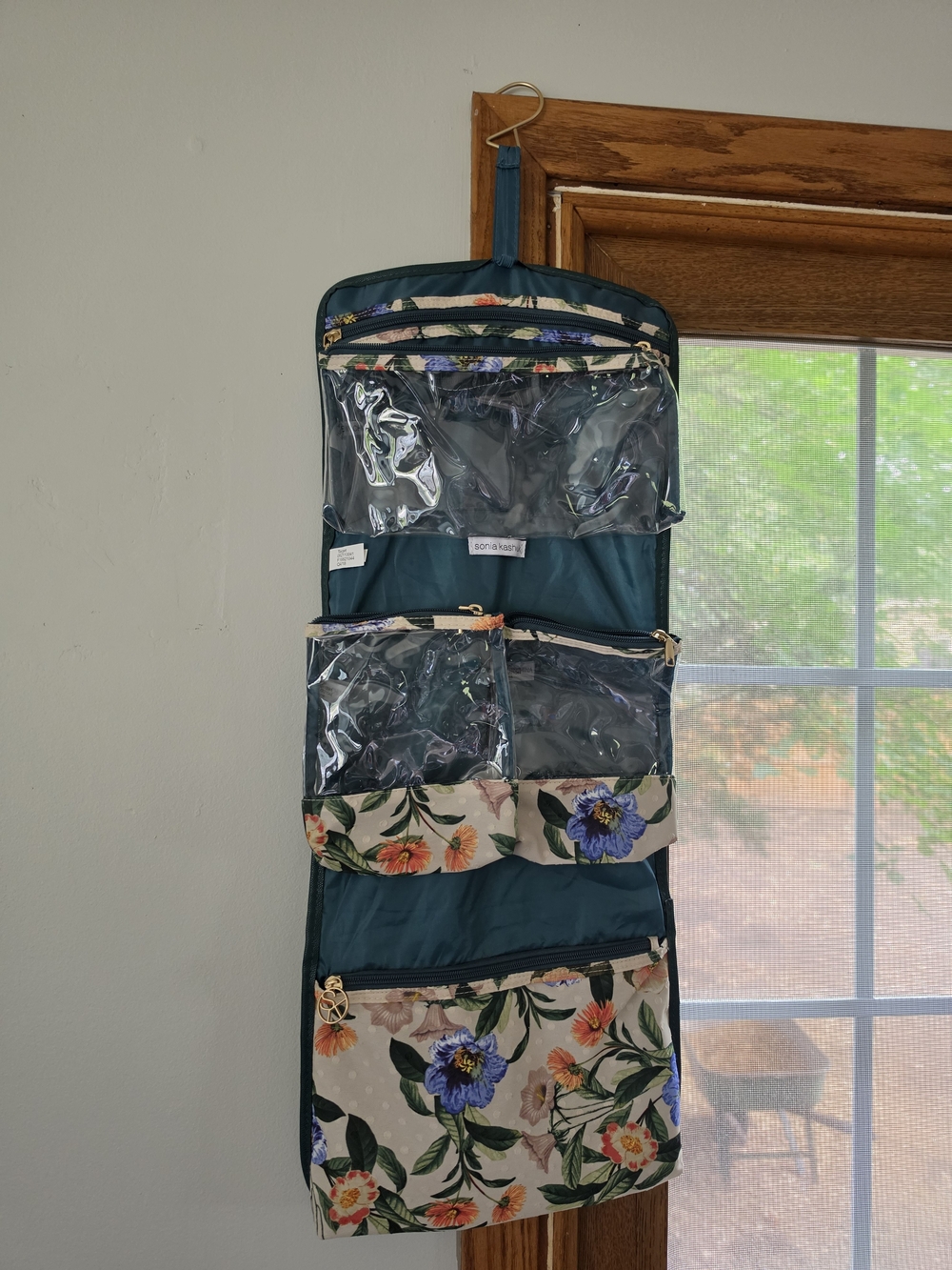 Sonia Kashuk Teal Floral Hanging Organizer
